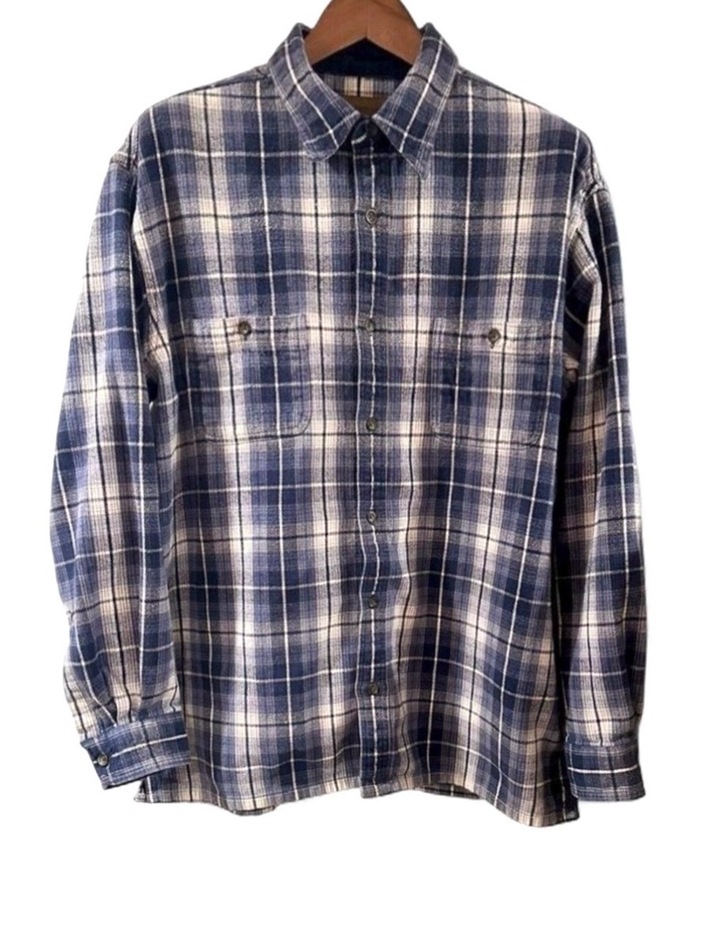 Blue Plaid Flannel Shirt Size Men’s XL-Tall